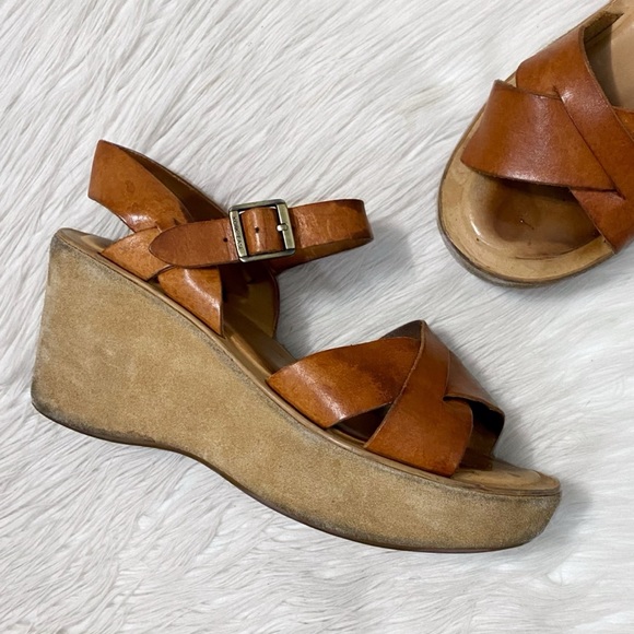 KorkEase Shoes Korkease Tan Leather Crisscross Strap Ava Platform